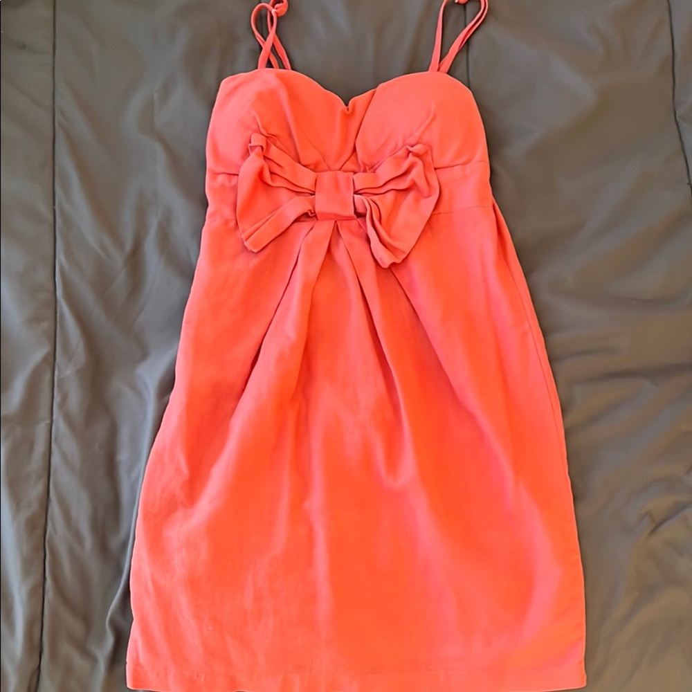 Papaya Coral Pink Linen Dress